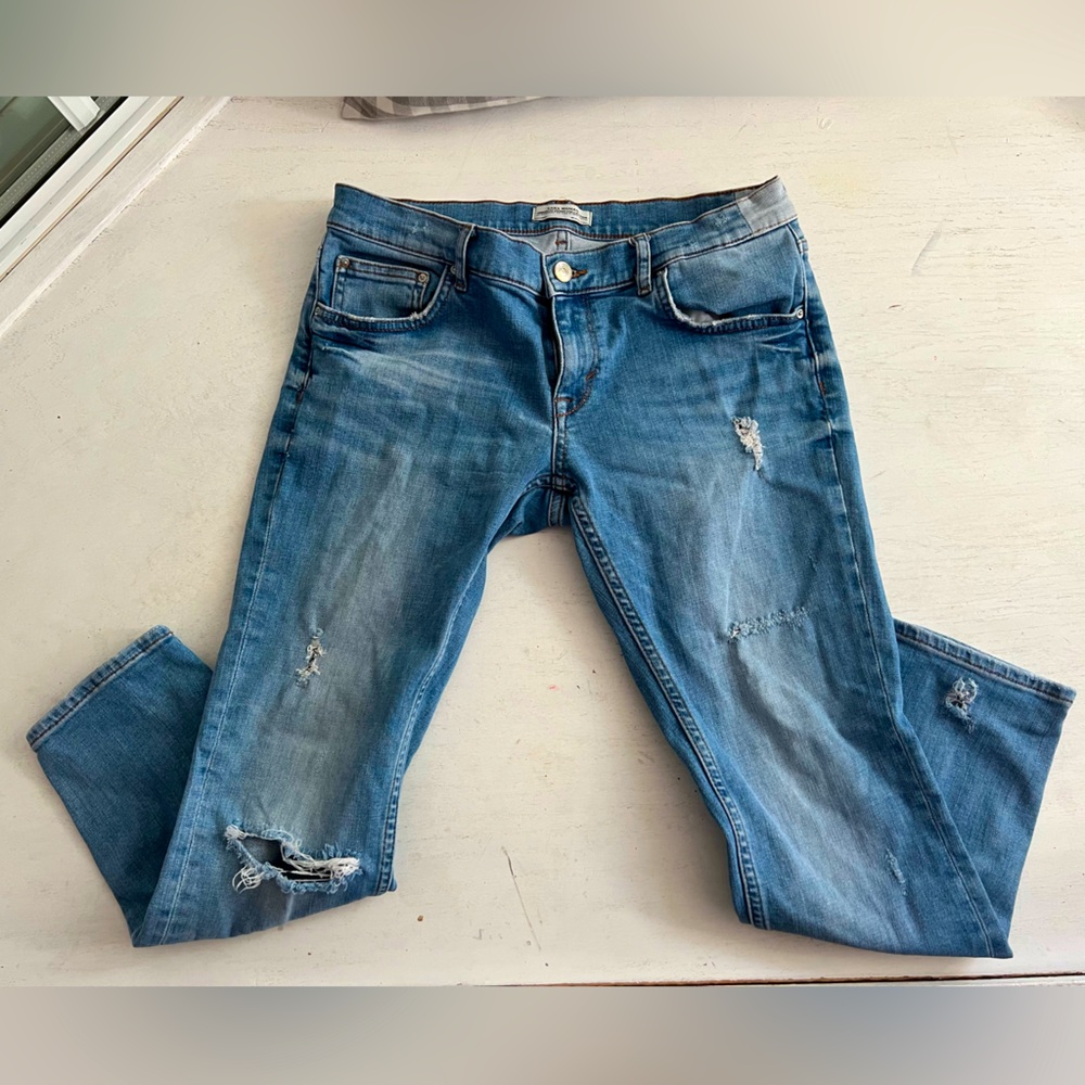 Zara Woman Premium Denim crop jeans light wash